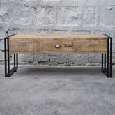 Barn Industrial Coffee Table 2 Drawers Natural